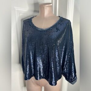 Free People Sequins Boxy Cropped Top Sz S